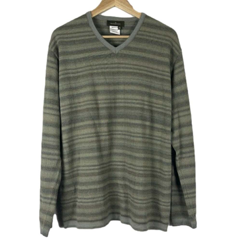 Ermenegildo Zegna V-Neck Striped Sweater Size Medium